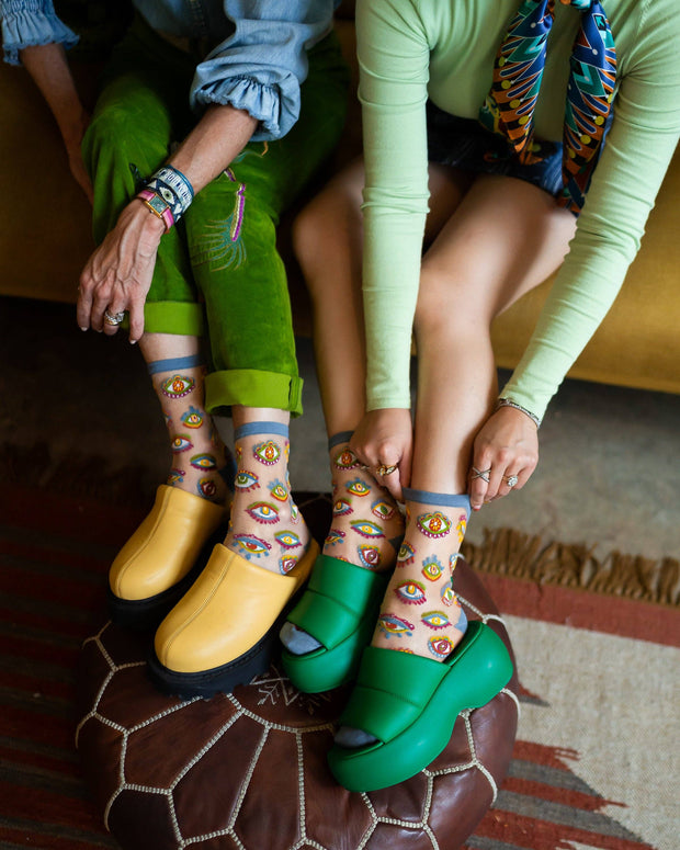 Evil Eye Sheer Crew Socks