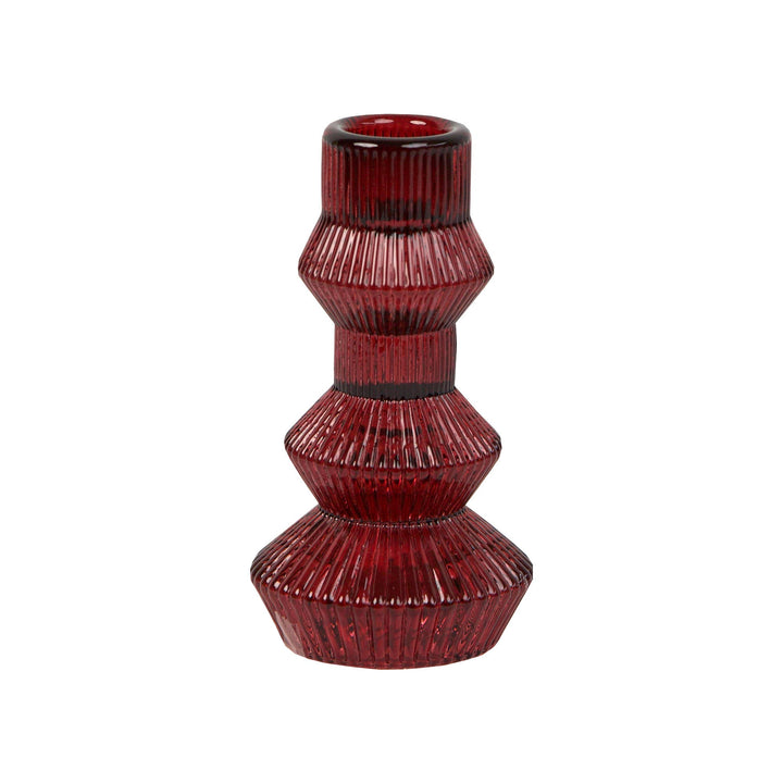 Burgundy Red Glass Candle Holder LARGE
