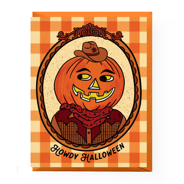 Howdy Halloween Cowboy Jack-O-Lantern Card: Single card