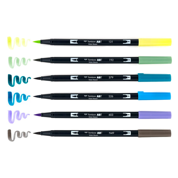 Dual Brush Pen Art Markers, Landscape, 6-Pack