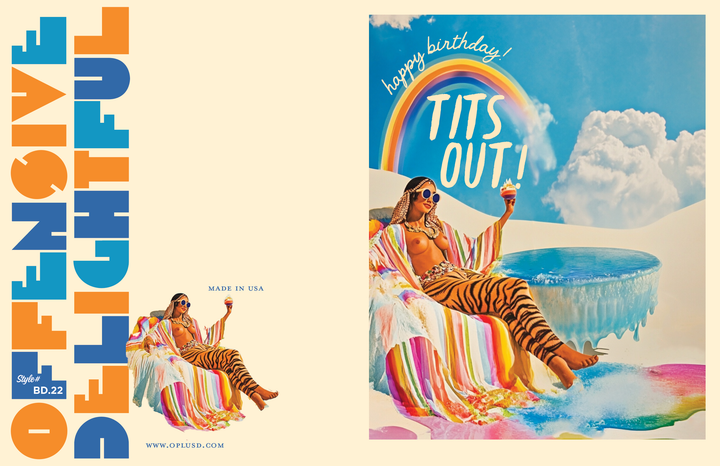 TIGER RAINBOW GIRL birthday fantasy card