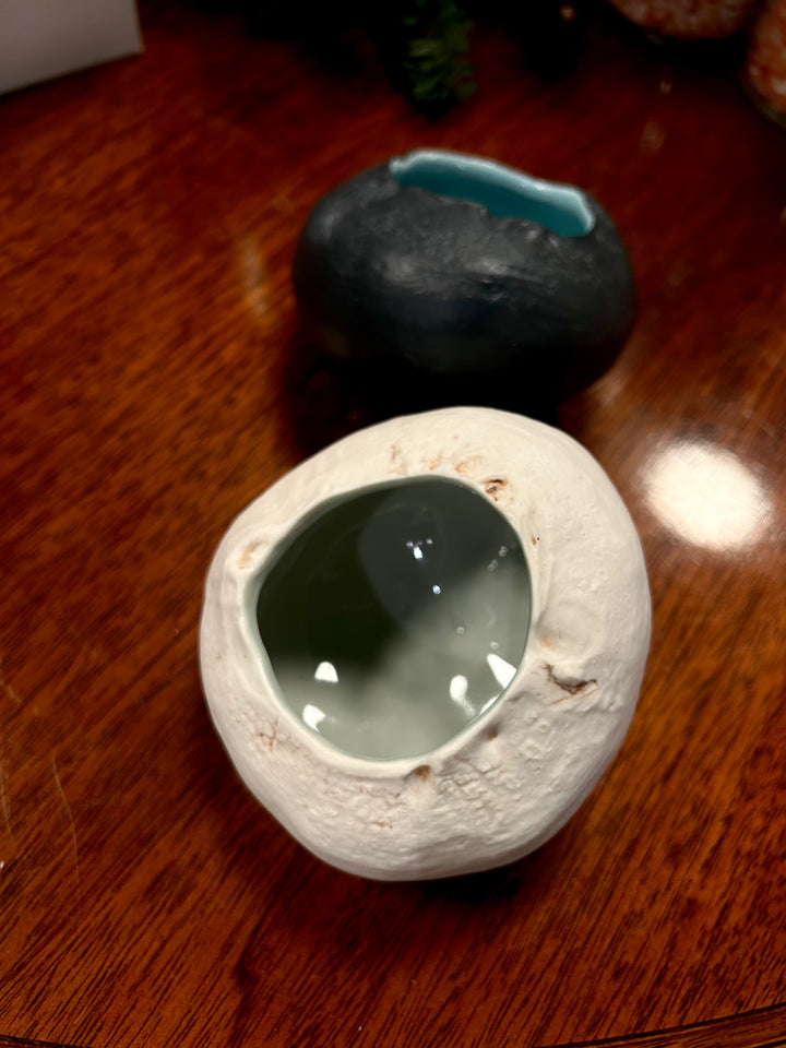 White Celadon Turnip Salt Cellar