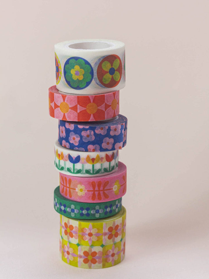 Tulip Dance 15mm • Retro Floral Washi Tape