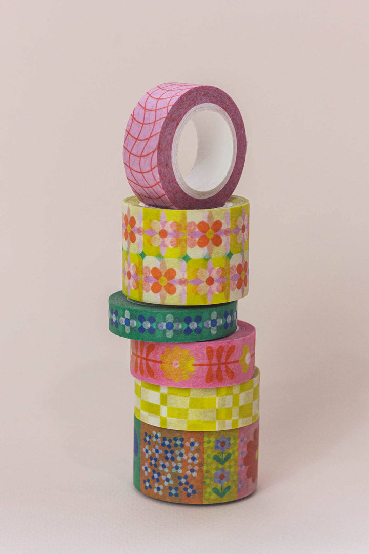 Flowerblock 25mm • Colorblock Flowers Wide Washi Tape