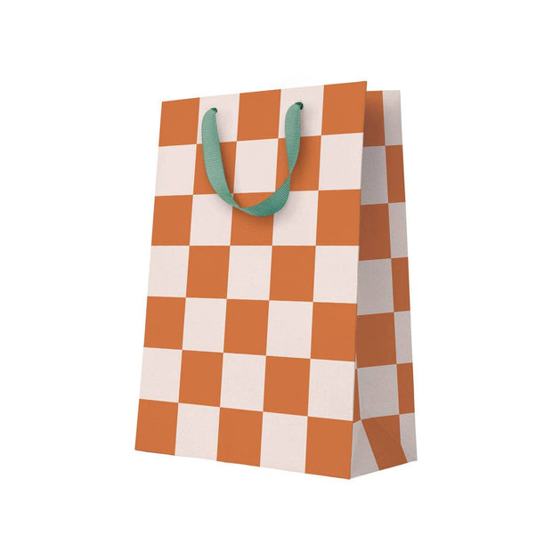 Burnt Sienna Checkered Large Gift Bag (12130)
