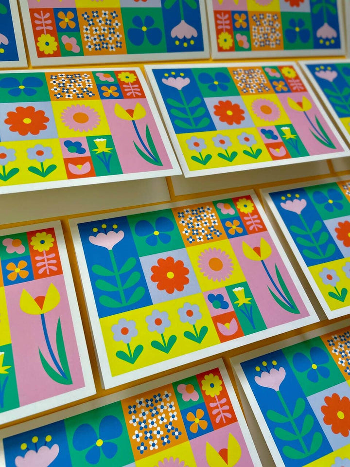 Flowerblock • Colorblock Minimal Graphic Flower Blank Card