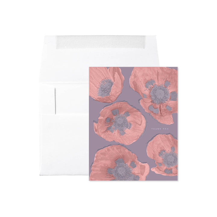Brooklyn Lavender And Pink Poppies Thank You Card