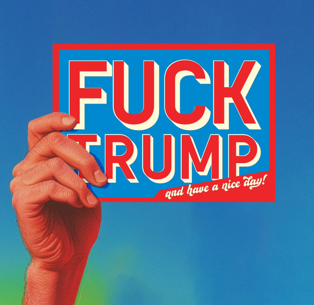 FCK TRUMP BLUE political card