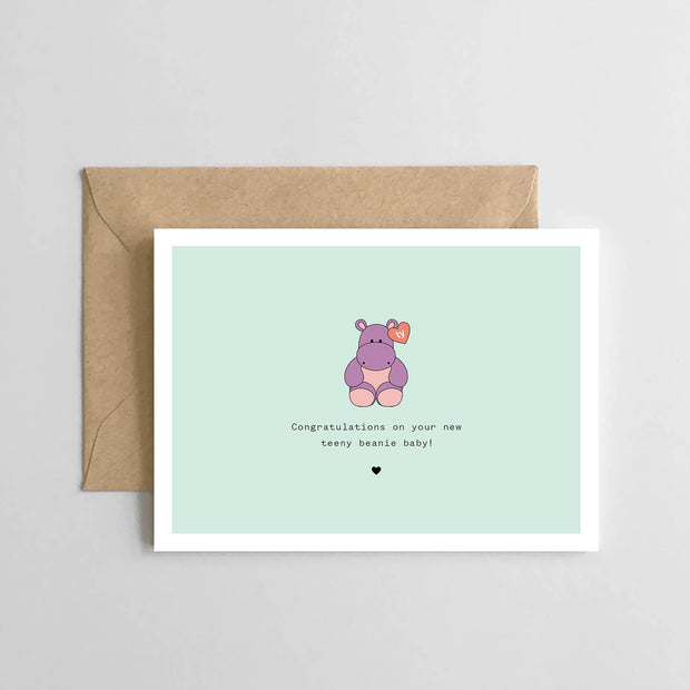 Congratulations on Your New Teeny Beanie Baby Card: Hippo