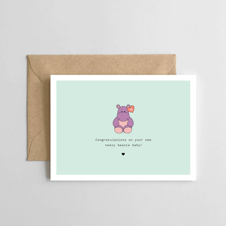 Congratulations on Your New Teeny Beanie Baby Card: Hippo