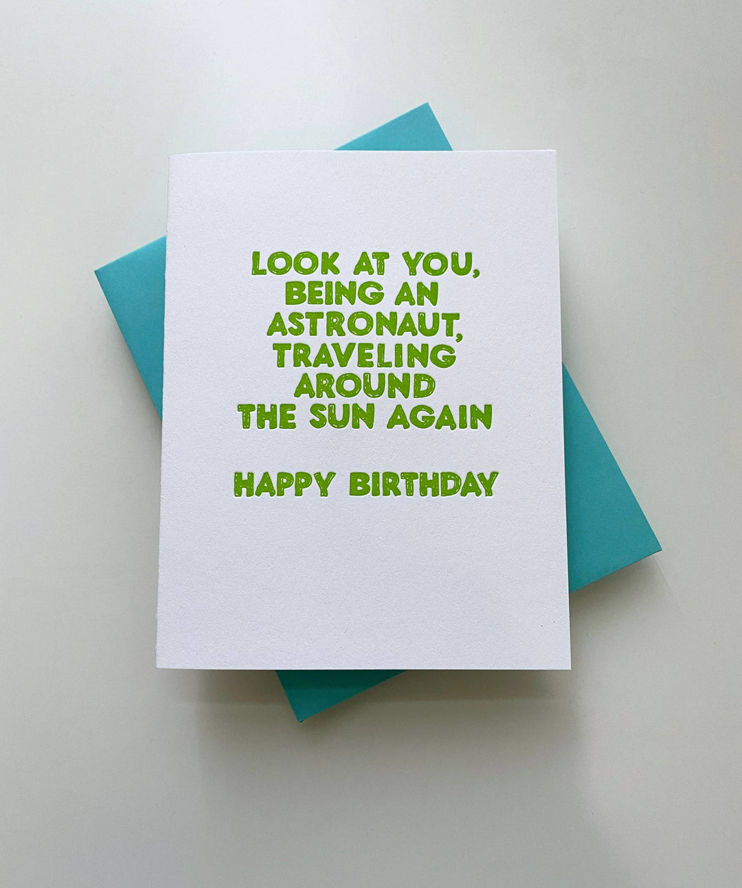 ASTRONAUT BIRTHDAY TRAVELING AROUND THE SUN - greeting card