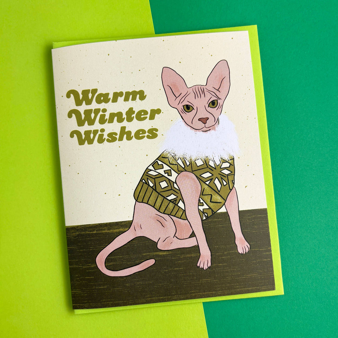 Holiday Sweater Cat Card: Single card
