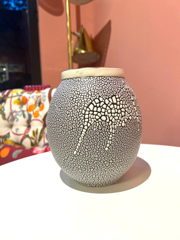 Black & White Beaded Vase