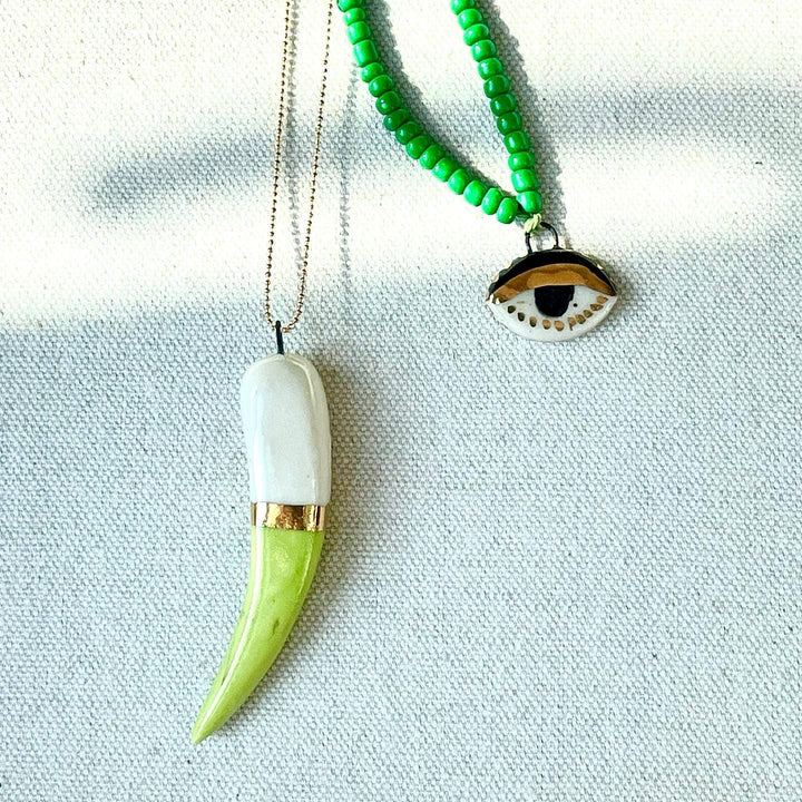 Shark tooth necklace: Lime Green