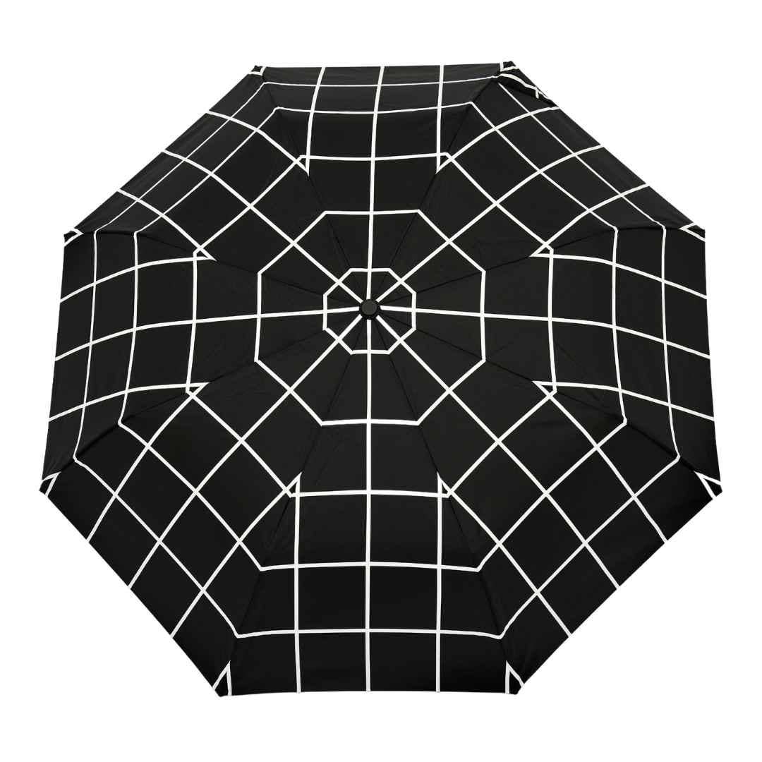 Stylish Black Grid Compact Eco-friendly Duck Umbrella