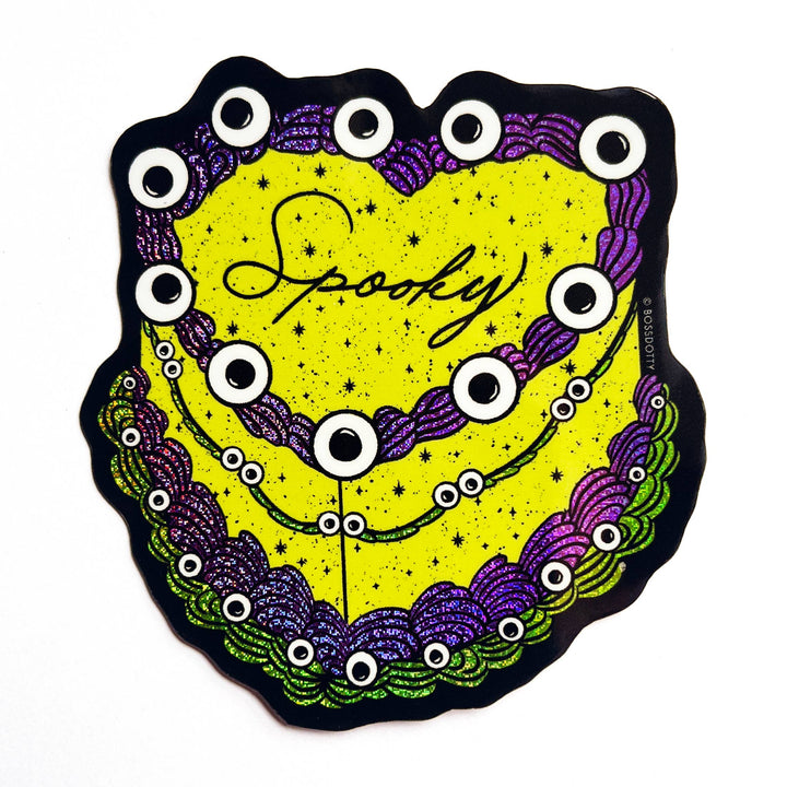 Halloween Heart Cake Glitter Sticker