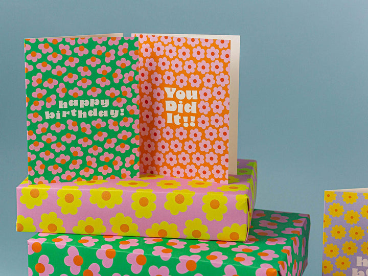 You Blooming Did It, Retro Flowers Congrats or Grad Card: Pink