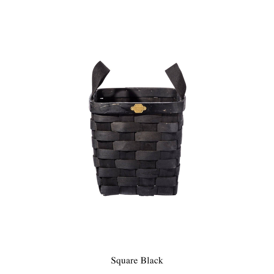 WOODEN BASKET BLACK SQUARE