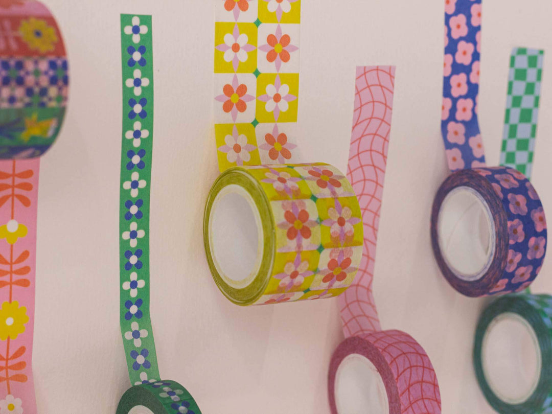 Primrose Party 15mm • Retro Scattered Flowers Washi Tape