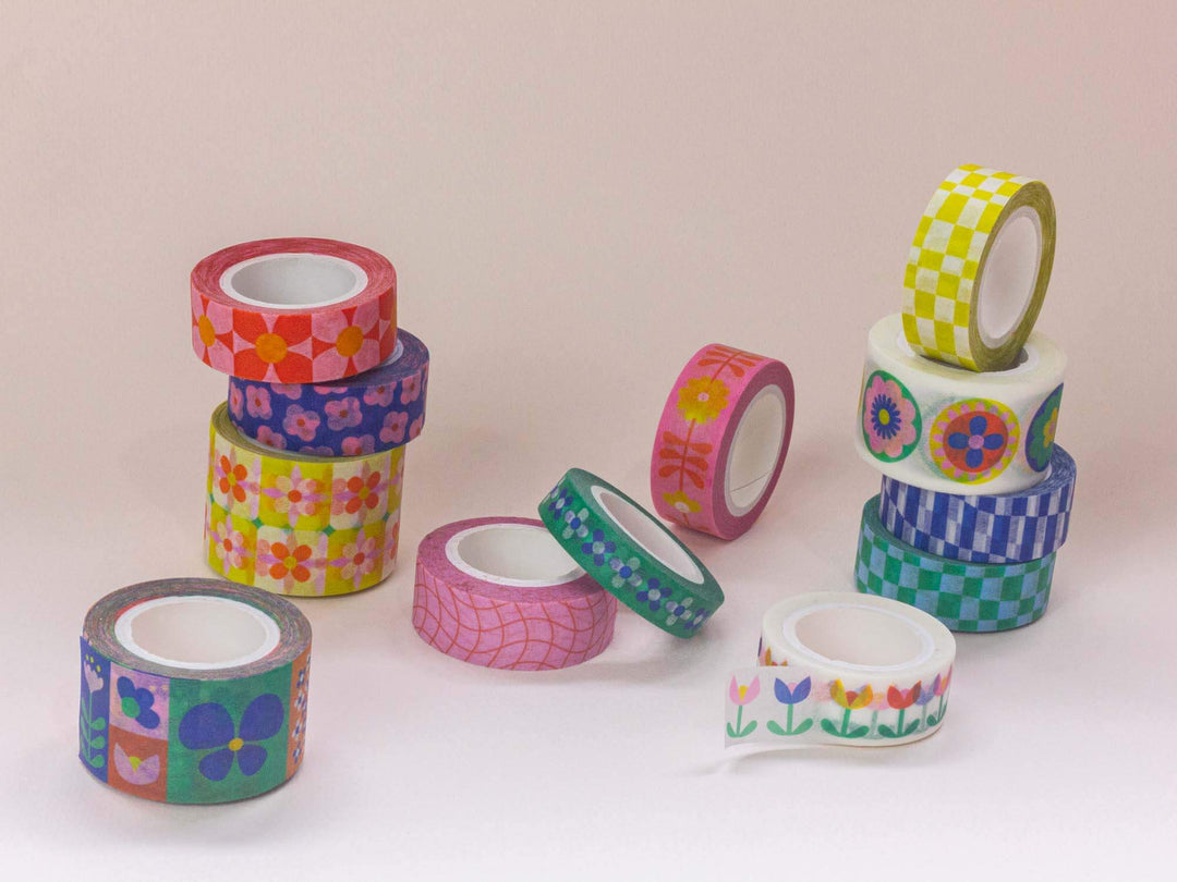 Tulip Dance 15mm • Retro Floral Washi Tape