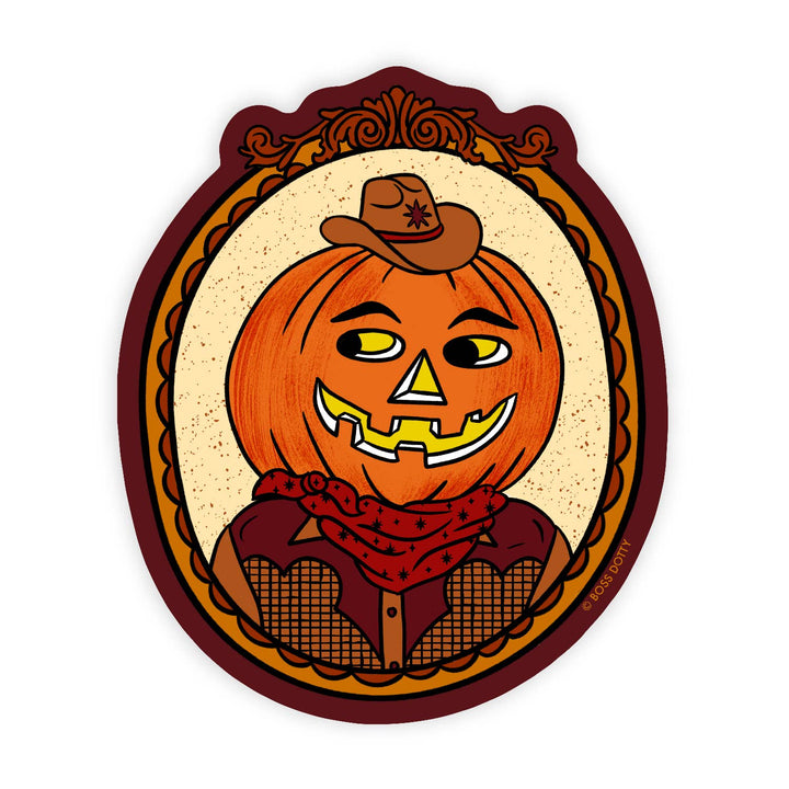 Cowboy Jack-O-Lantern Sticker