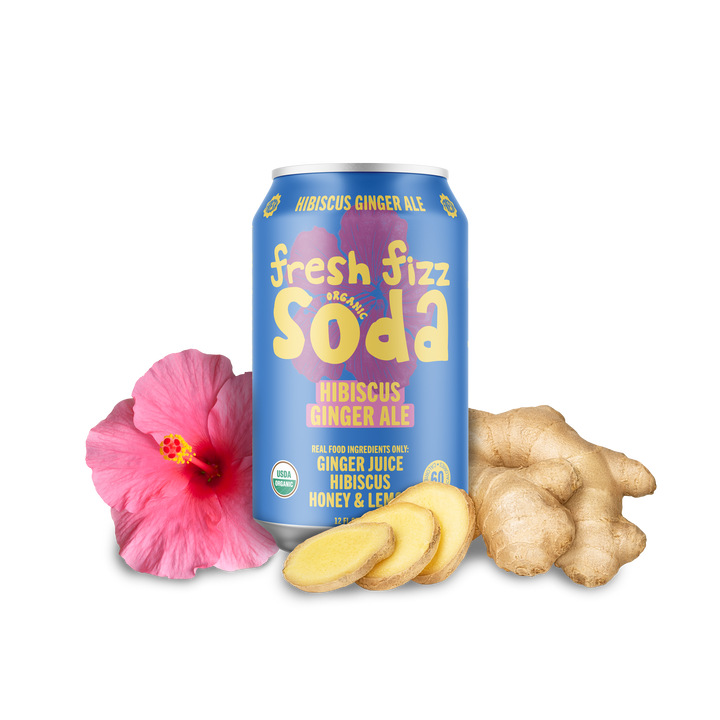 Hibiscus Ginger Ale - Natural Soda (12-Pack)