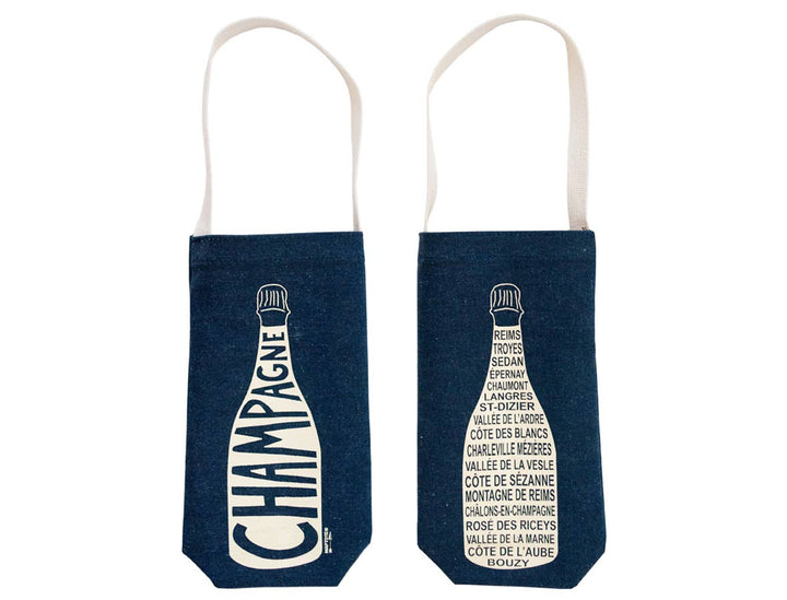 Champagne Single Wine Totes: Denim