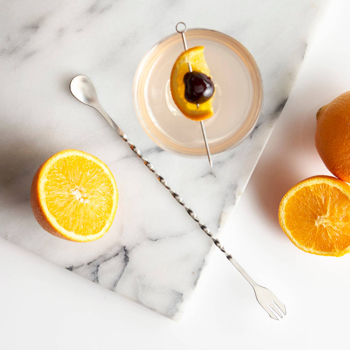 Trident 10.25 inch Stainless Spiral Cocktail Spoon and Fork