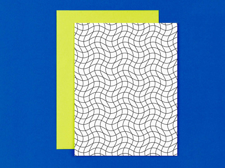 Grid Noir Wavy Grid Pattern Blank Card