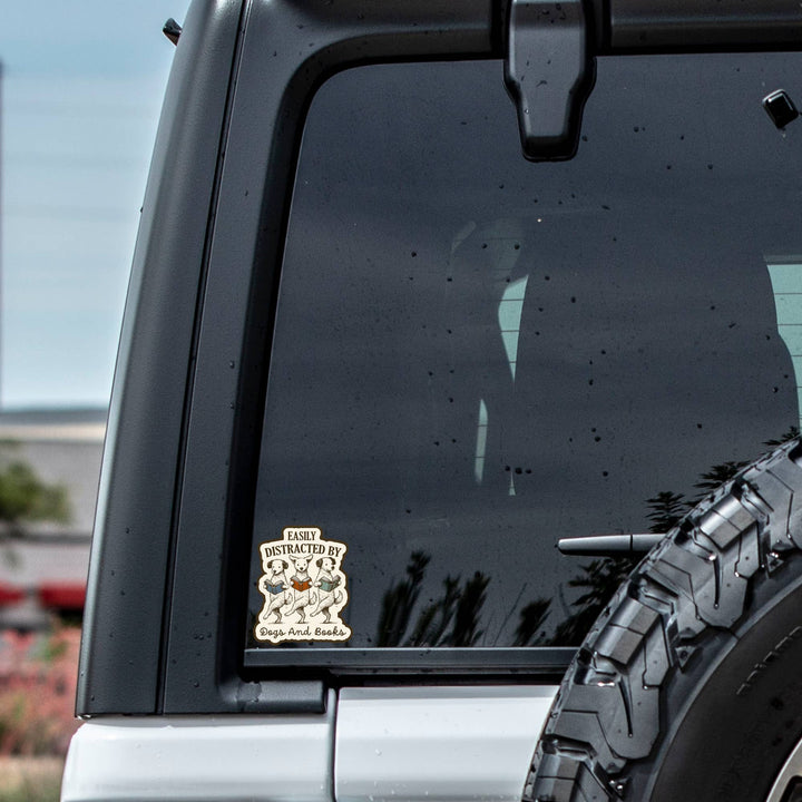 Funny Cute Dog Puppy Book Reading High Quality Vinyl Sticker