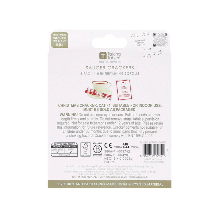 Christmas Bow Saucer Crackers 8 Pack