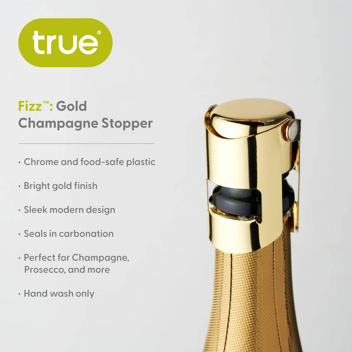 Fizz Chrome Champagne Stopper Silver or Gold