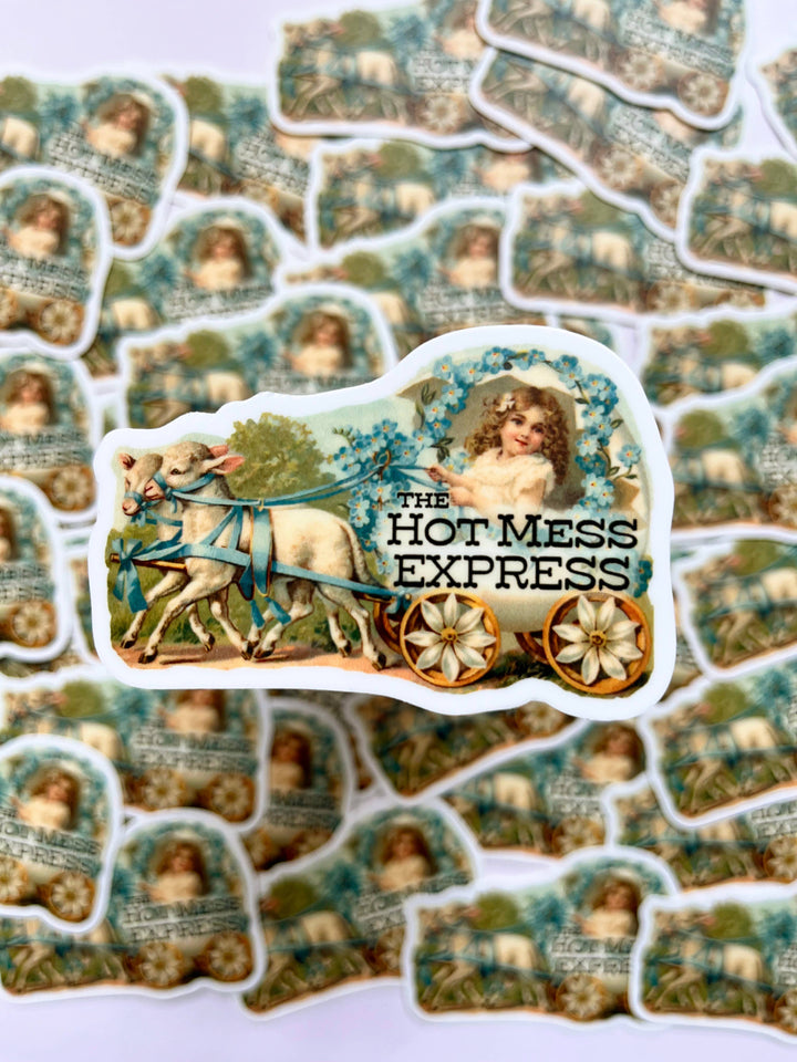 Hot Mess Express Funny Sticker - Vintage Style Girl