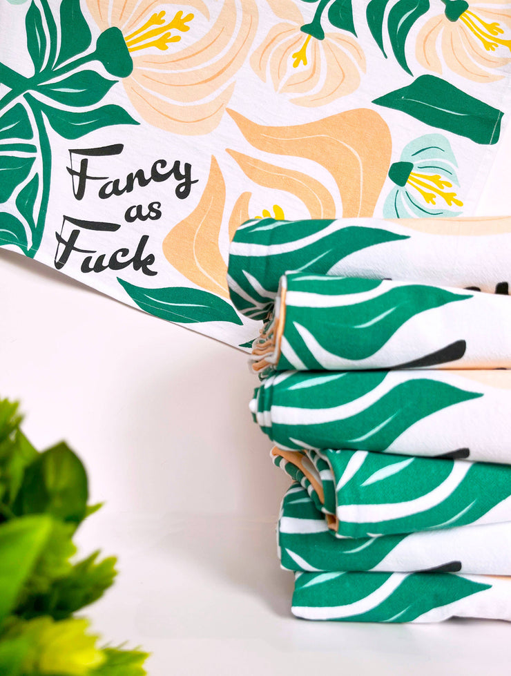 Fancy as Fuck - PINK/GREEN Modern Floral Kitchen Towel