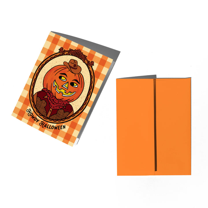 Howdy Halloween Cowboy Jack-O-Lantern Card: Single card