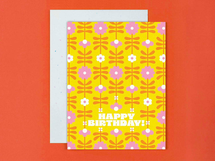 Flower Tower • Retro Flower Pattern Birthday Card
