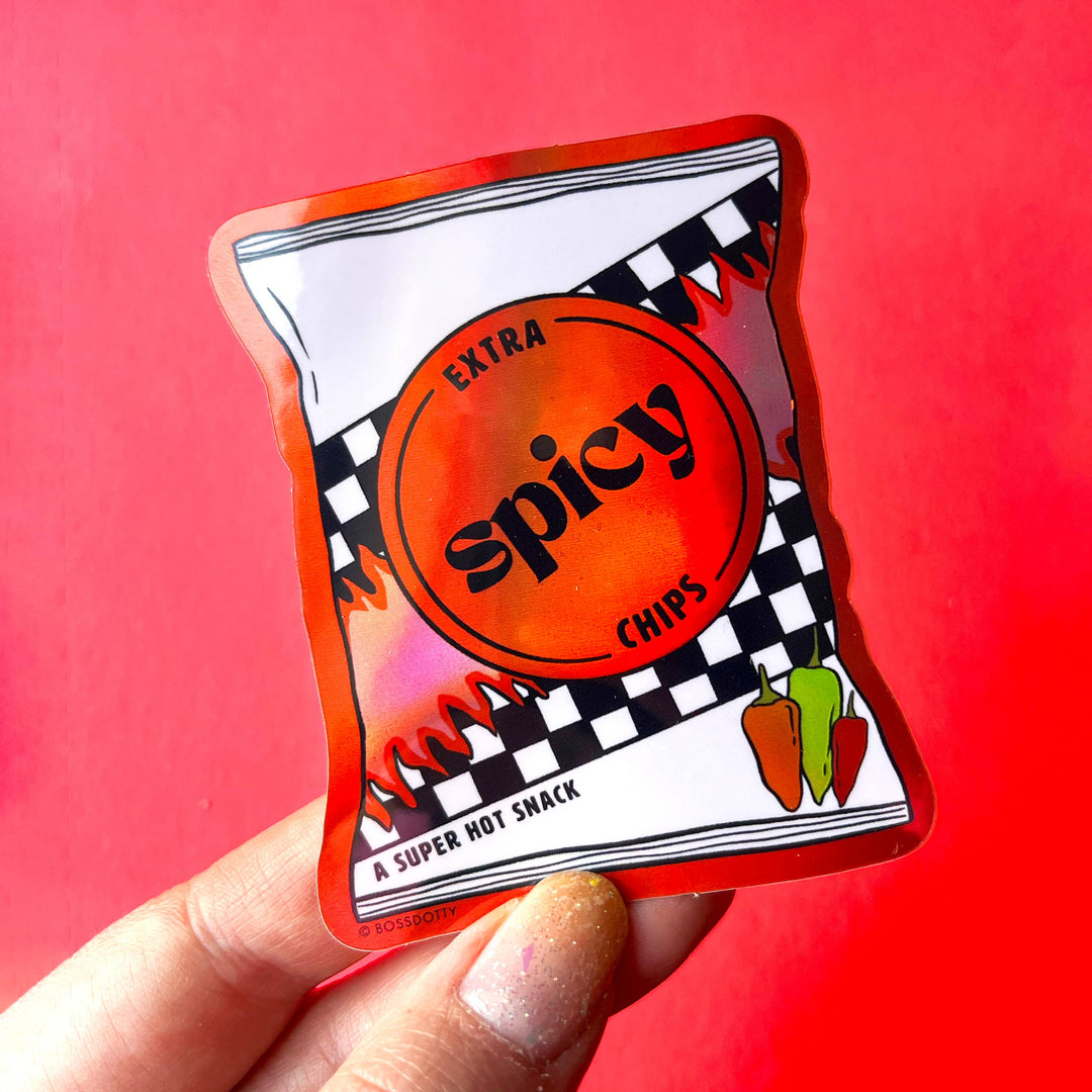 Holographic Spicy Chips Sticker