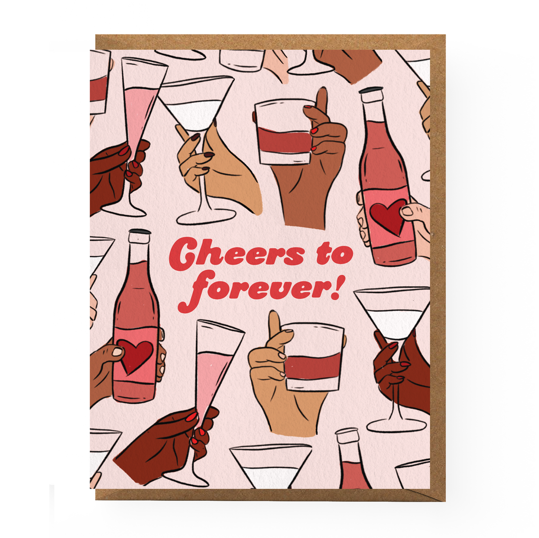 Cheers To Forever Wedding Card: Clear sleeve