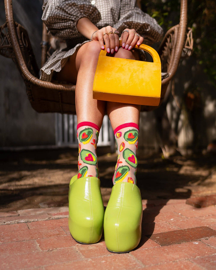 Avocado Lover Sheer Crew Sock