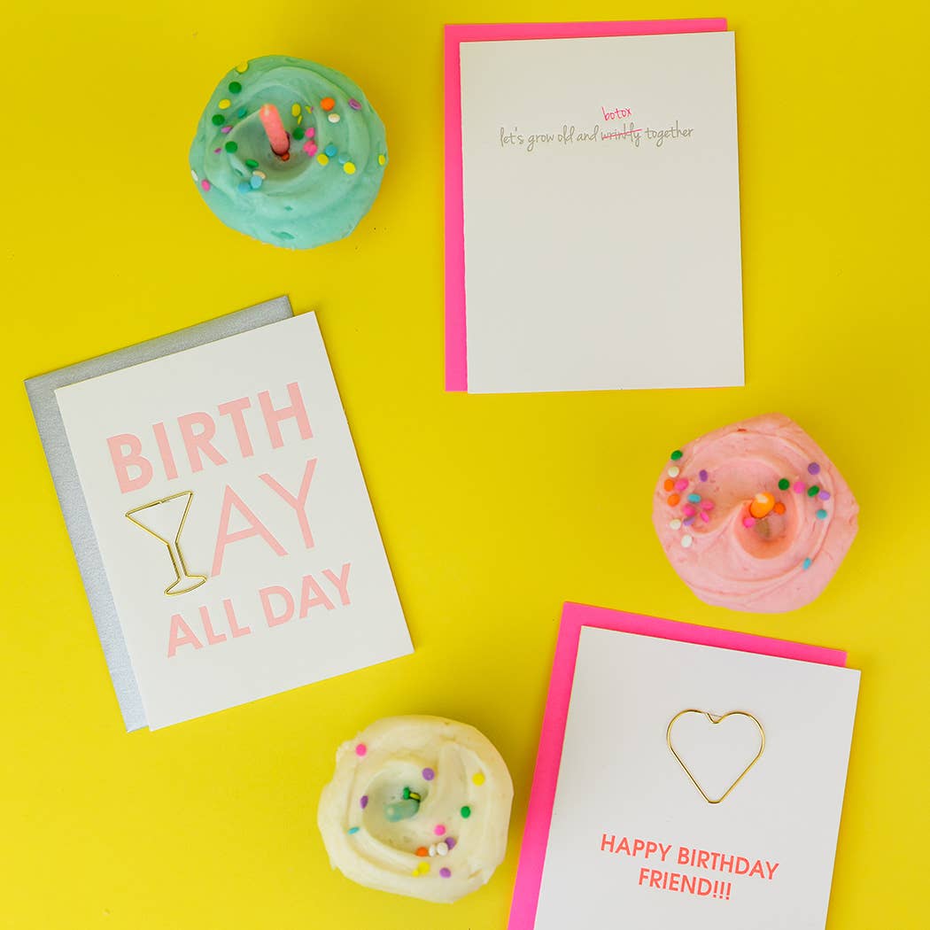 Happy Birthday Friend - Heart Paper Clip Letterpress Card