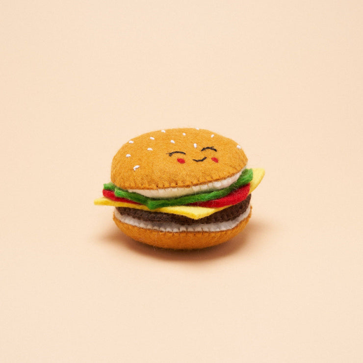 Burger Squeaker Toy: Brown