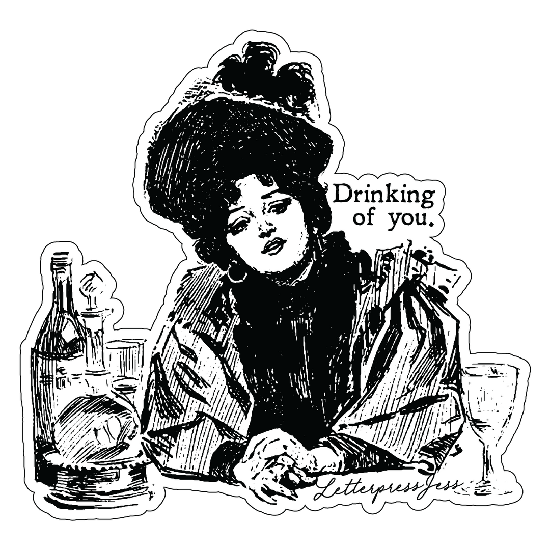 Gibson Girl Drinking of You Sticker