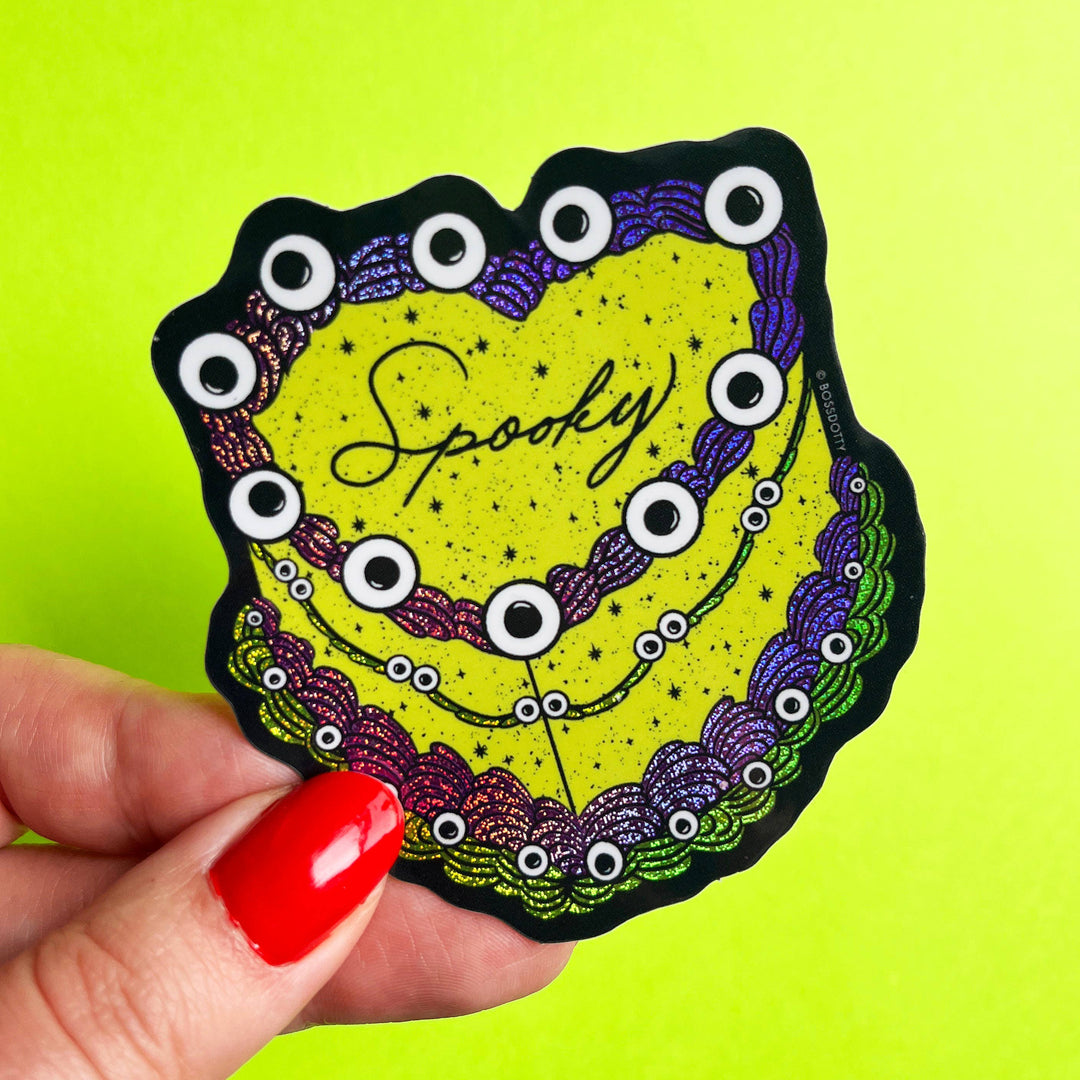 Halloween Heart Cake Glitter Sticker