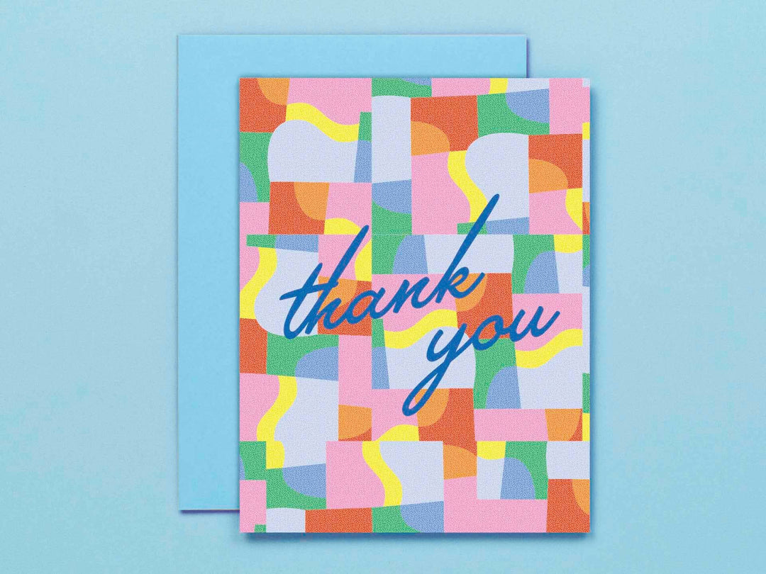 Abstract Static Thank You Card or Thank You Card Set: Single Card