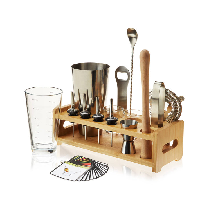 Ultimate Essential Bar Tool Set with Wooden Stand Set of 14
