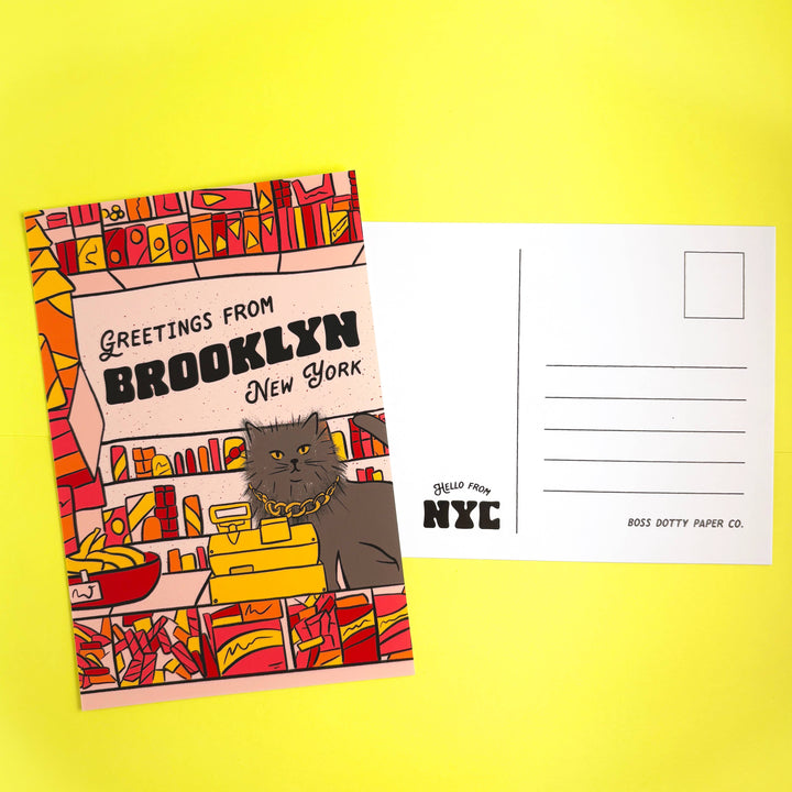 Greetings From Brooklyn Bodega Cat Postcard