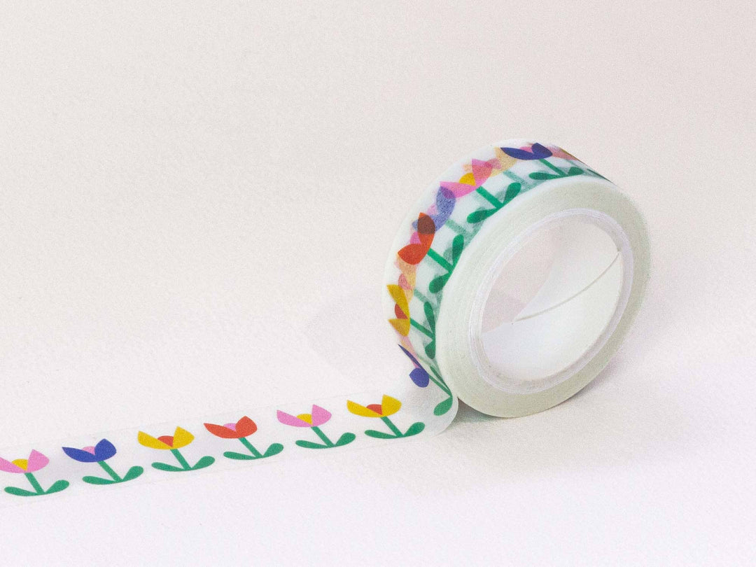 Tulip Dance 15mm • Retro Floral Washi Tape