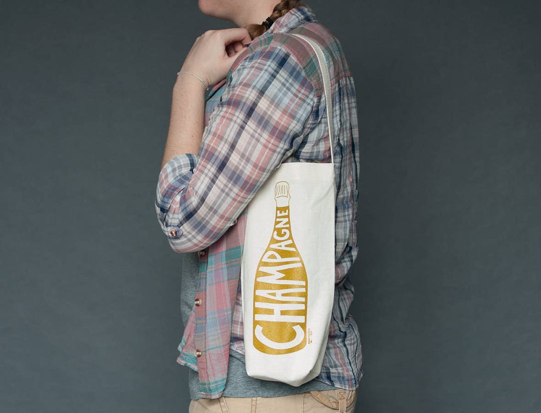 Champagne Single Wine Totes: Denim