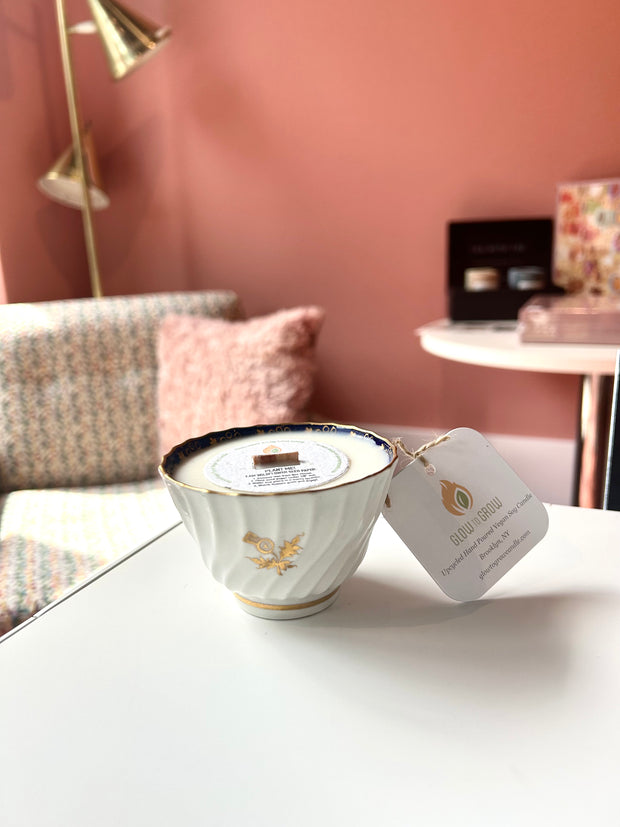 Spiral Gold and White Teacup