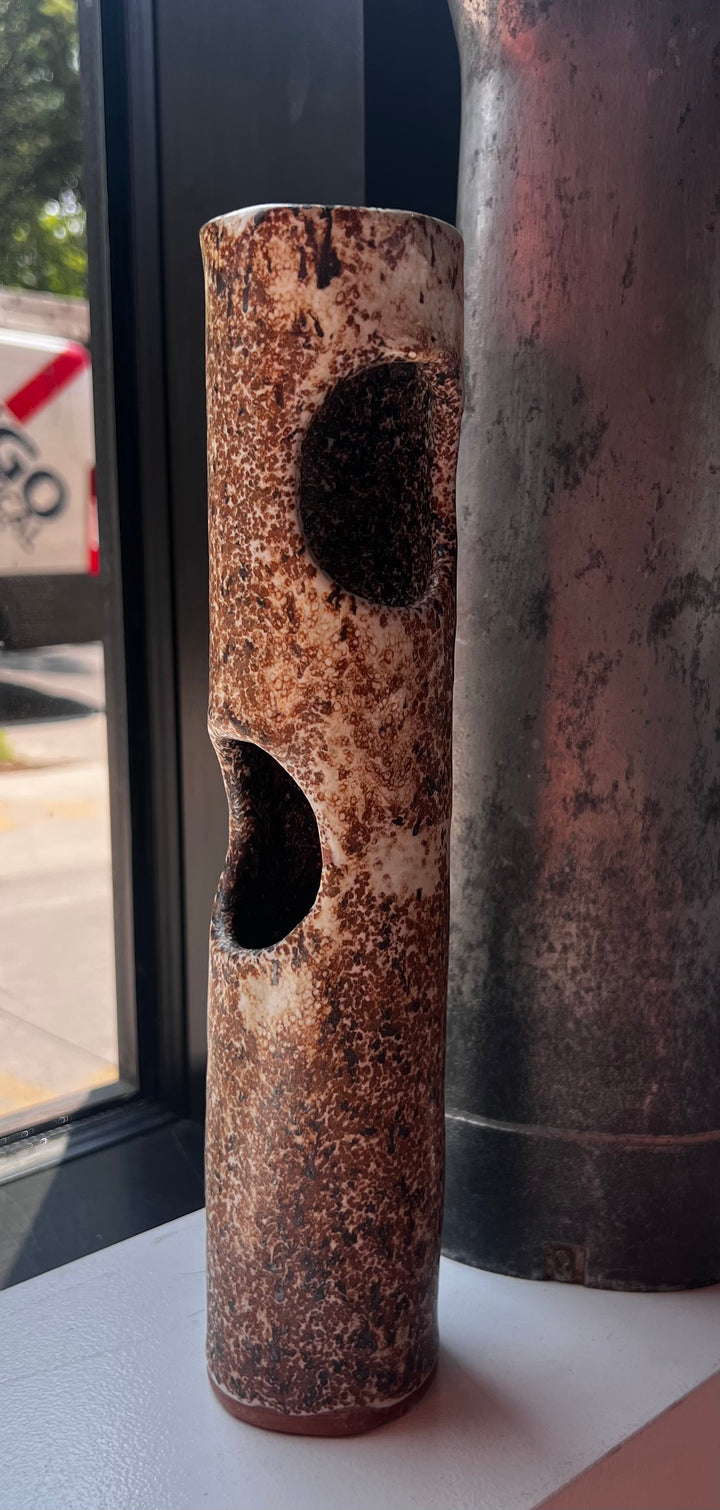 Dusty Speckled Hole Punch Vase